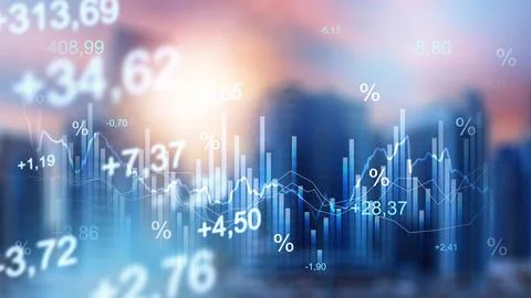 Chart shows money trends with ups and downs in financial markets during a Stock Illustration