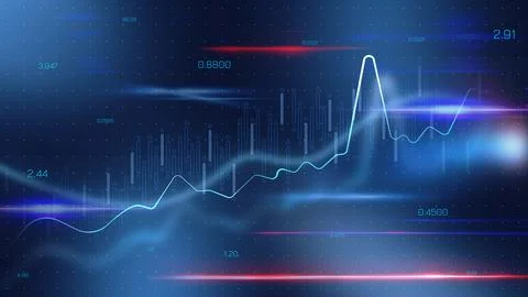 Chart shows stock exchange trading data with trends and numbers for analysis Stock Illustration