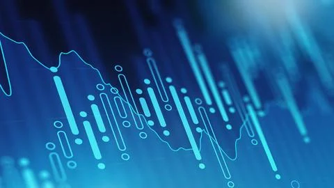 Chart shows stock exchange trading data with rising and falling graphs 스톡 일러스트