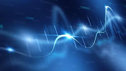 Chart shows stock exchange trading data over time with visual trends and Stock Illustration