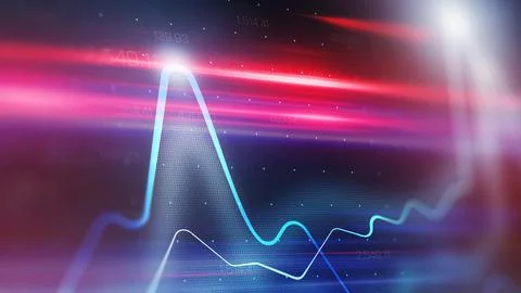 Chart shows stock exchange trading trends and movements during market hours Stock Illustration