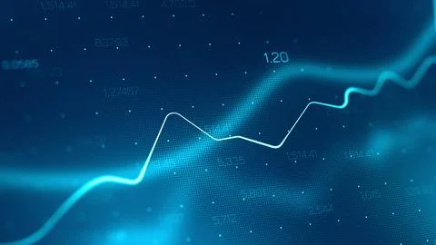Chart shows stock exchange trading patterns and trends over time Stock Illustration