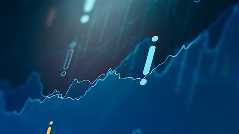 Chart shows stock exchange trends and trading activity with graph lines over Stock Illustration