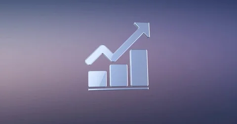 Chart Up Silver 3d Icon Video stock 69985264
