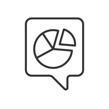 Chart speech bubble icon in line design. chart, speech, bubble, diagram, pie Stock-Illustration