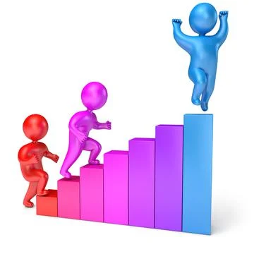 Chart stage people 3d render 스톡 일러스트