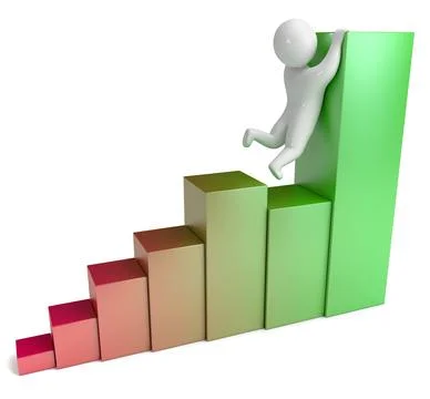 Chart stage people 3d render 스톡 일러스트