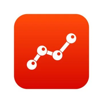 Chart statistics line icon digital red Illustrazione stock