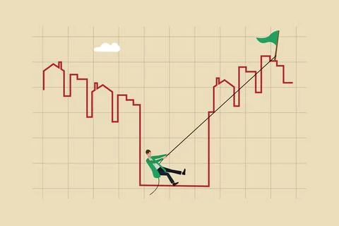 Chart of the sudden fall in housing pricese chart, down turn homebuyer or proper Stock Illustration