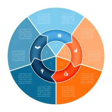 Chart Template  Infographic numbered five position Stock Illustration