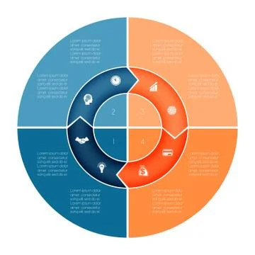 Chart Template  Infographic numbered four position Stock Illustration