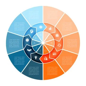 Chart Template  Infographic numbered ten position Stock Illustration