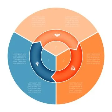 Chart Template  Infographic numbered three position Stock Illustration