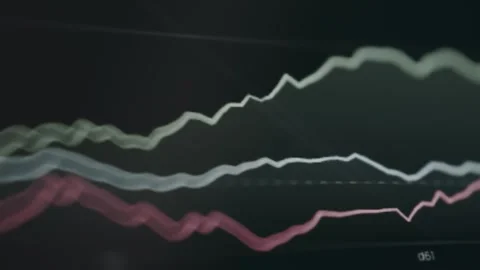 Chart with three wavy lines on a dark background Stock Footage 331145525
