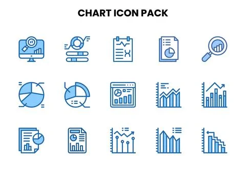 Chart Two Colour Bundle Icons Pack 库存插图