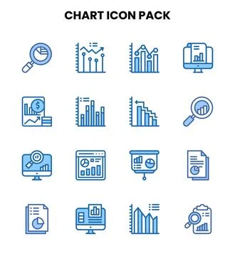 Chart Two Colour Collection Icons Pack Stockillustratie
