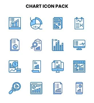 Chart Two Colour Graphics Icons Pack 库存插图