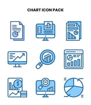 Chart Two Colour Icons Pack 스톡 일러스트