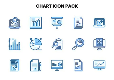 Chart Two Colour Icons Pack Stock Illustration