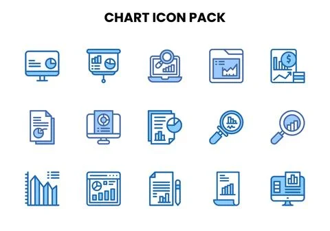 Chart Two Colour Set Icons Pack Stock Illustration