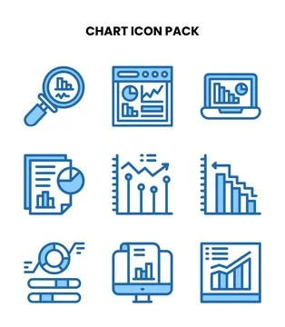 Chart Two Colour Set Icons Pack Stock Illustration