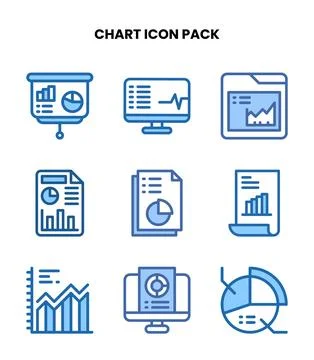 Chart Two Colour Vector Icons Pack Stock Illustration