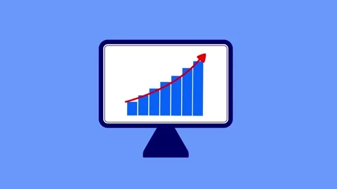 Chart with an upward arrow on a computer screen Stock Footage 301268159