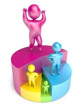 Chart victory people 3d render Stock Illustration