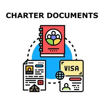 Charter documents for group travel and visa application Stock Illustration