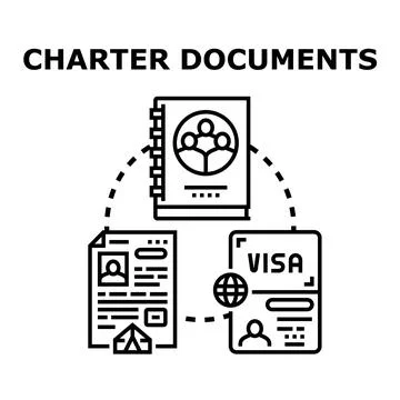 Charter documents for group travel and visa application Stock Illustration