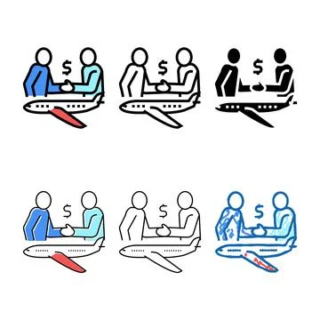 Charter flight color minimal icon vector Stock Illustration