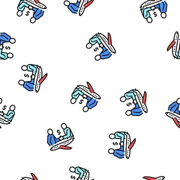 Charter flight vector seamless pattern Stock Illustration