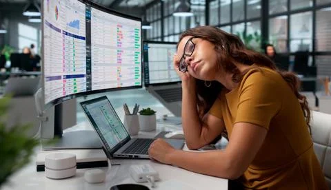 Chartered Accountant Struggles With Headache While Analyzing Complex Financia Stock Photos