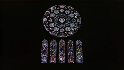 Charters Cathedral Interior stained glass Stock Footage 163159772