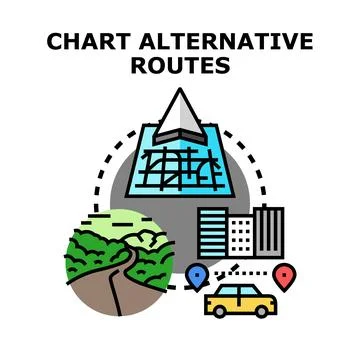 Charting alternative routes, planning long journeys, choosing path イラスト素材