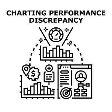Charting performance discrepancy analysis and data comparison Stock Illustration