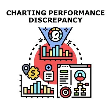 Charting performance discrepancy analysis and data comparison Stock Illustration