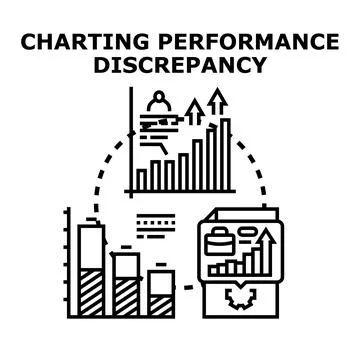 Charting performance discrepancy in business analytics 스톡 일러스트