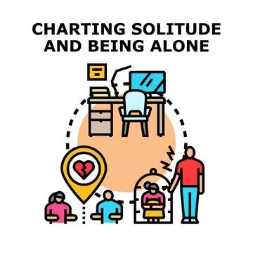 Charting solitude and being alone concept vector illustration Stock Illustration