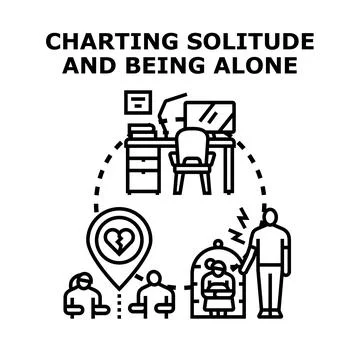 Charting solitude and being alone concept vector illustration Stock Illustration