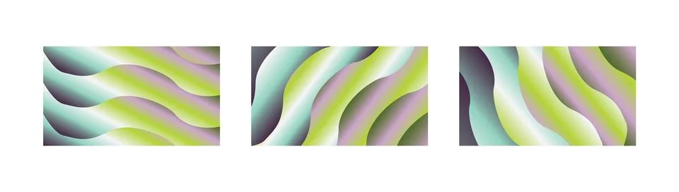 Chartreuse Turquoise Violet Gradient Wave Backgrounds with Cosmic Nebula St.. Stock Illustration