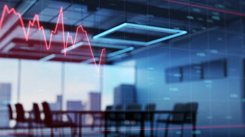 Charts and diagrams digital visualization. Futuristic HUD. Financial Stock Footage 155622745