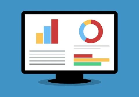 Charts and Graphs, Data Visualization and KPI Report Concept Illustrazione stock