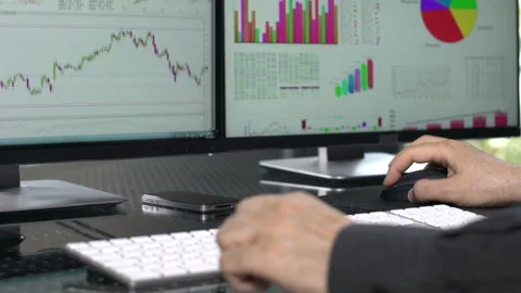  Charts And Statistics At Computer Stock Footage 210410774