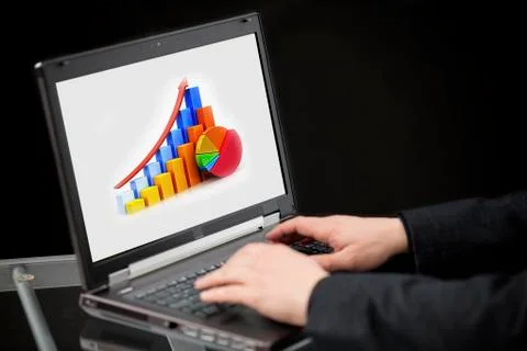 Charts on the computer Stock Photos