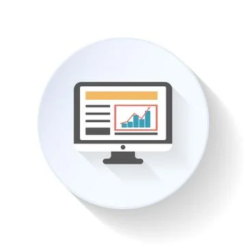Charts on display flat icon Stock Illustration