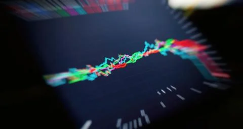 Charts of financial instruments for technical analysis. Data analyzing in for Stock Photos