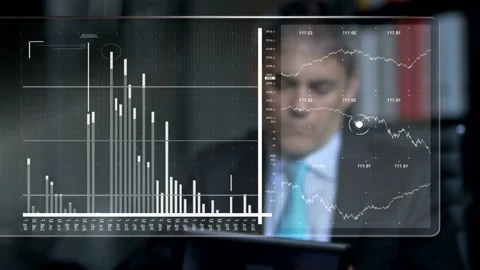  Charts In A Futuristic Screen Stock-Footage 210485379