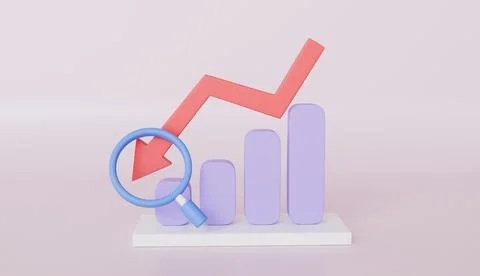 Charts graph with magnifying glass, analysis business financial data Stock Illustration