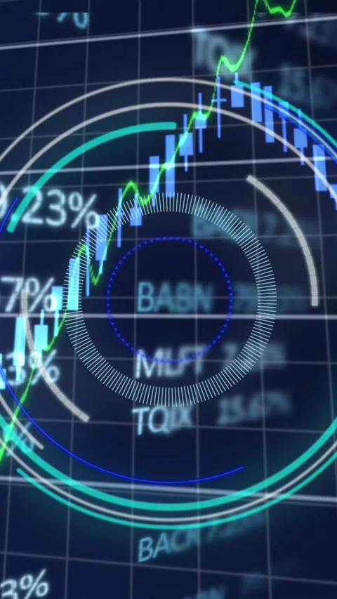 Charts, graphs and financial data processing on black background Stock Footage 344783319